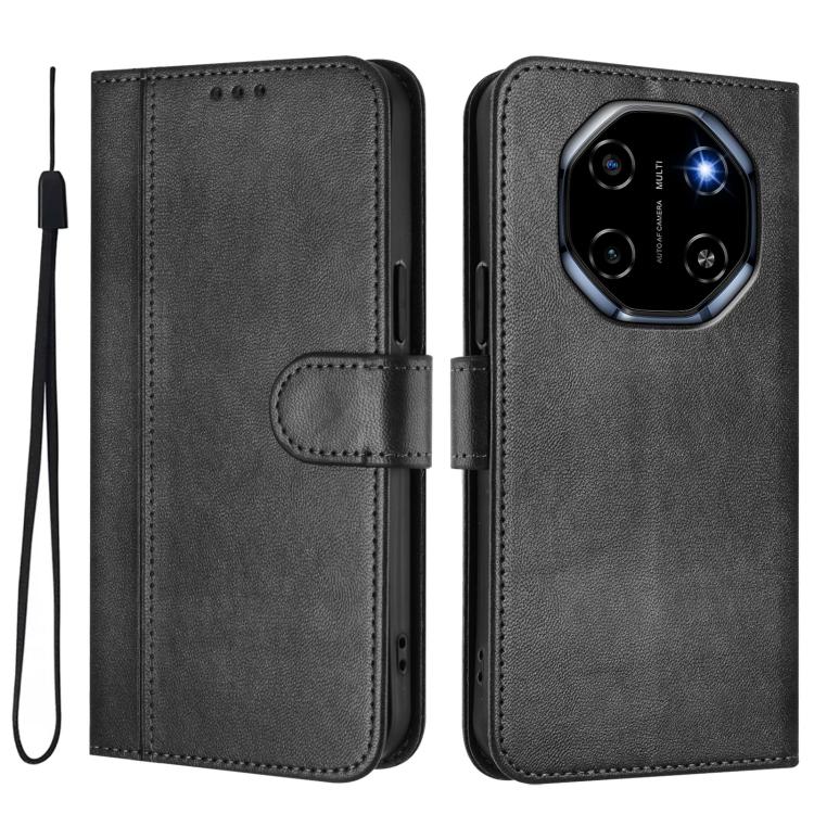 For Blackview Shark 6 Line Splicing Buckle Retro Leather Phone Case