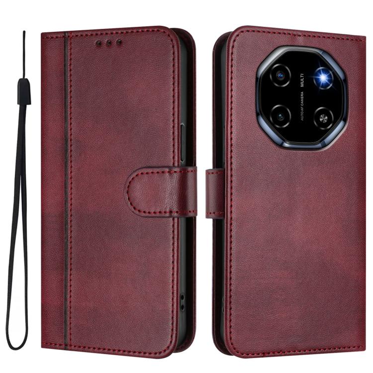 For Blackview Shark 6 Line Splicing Buckle Retro Leather Phone Case