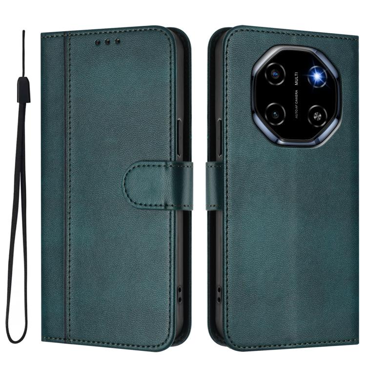For Blackview Shark 6 Line Splicing Buckle Retro Leather Phone Case