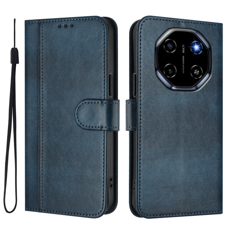 For Blackview Shark 6 Line Splicing Buckle Retro Leather Phone Case