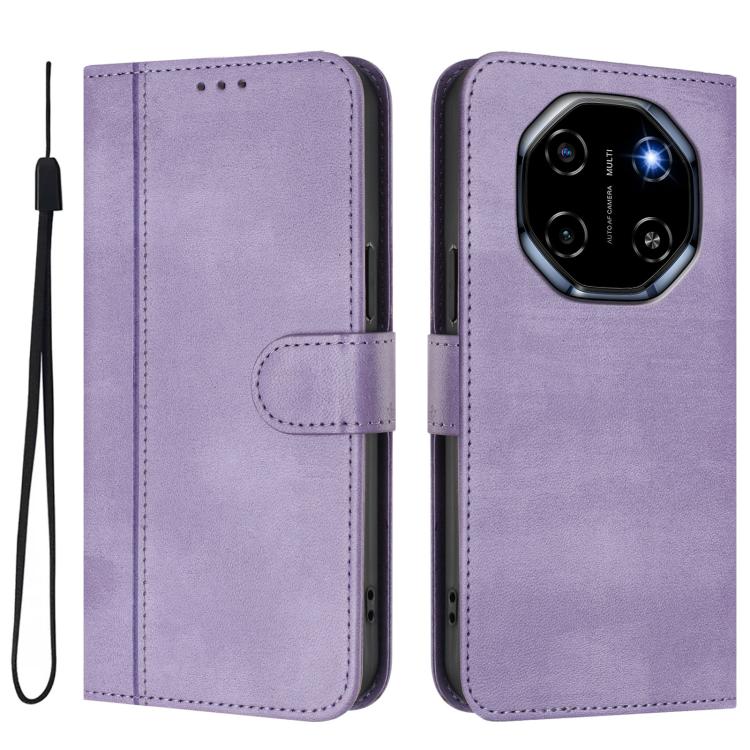 For Blackview Shark 6 Line Splicing Buckle Retro Leather Phone Case
