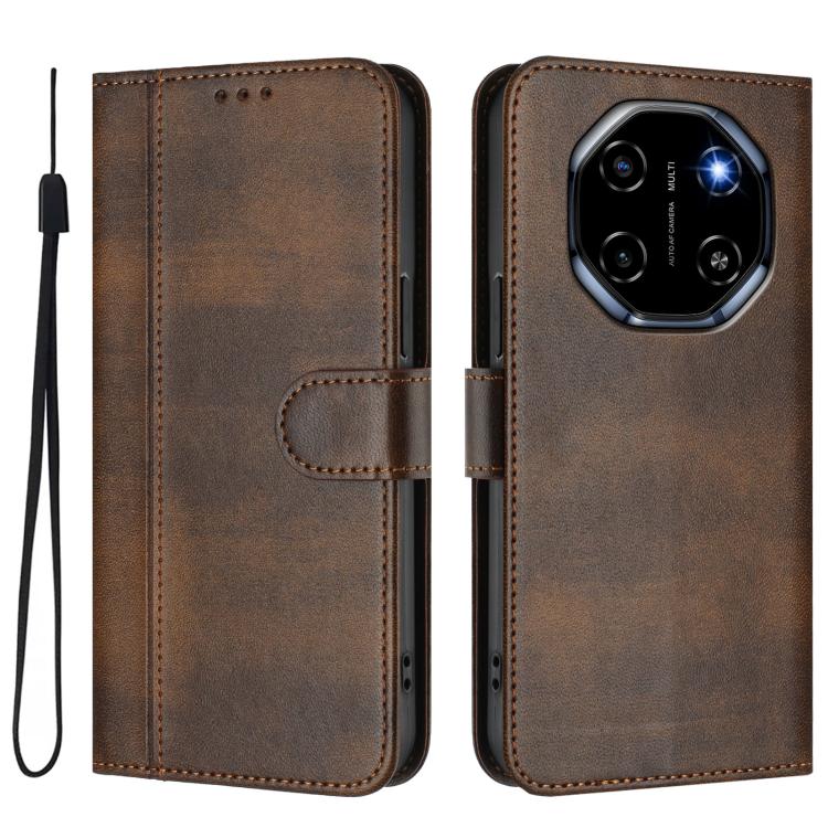 For Blackview Shark 6 Line Splicing Buckle Retro Leather Phone Case