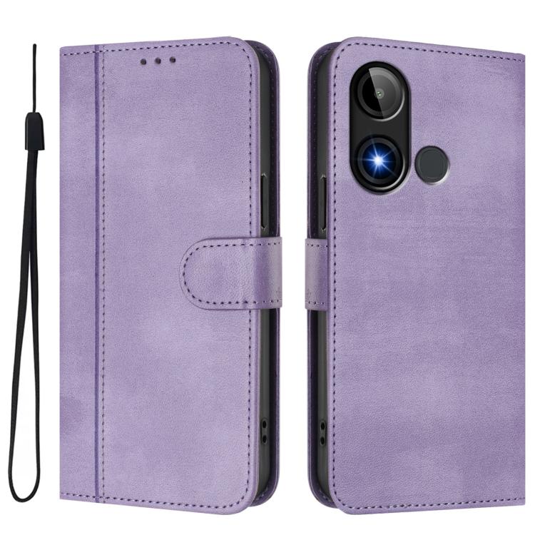 For BLU C9 Line Splicing Buckle Retro Leather Phone Case