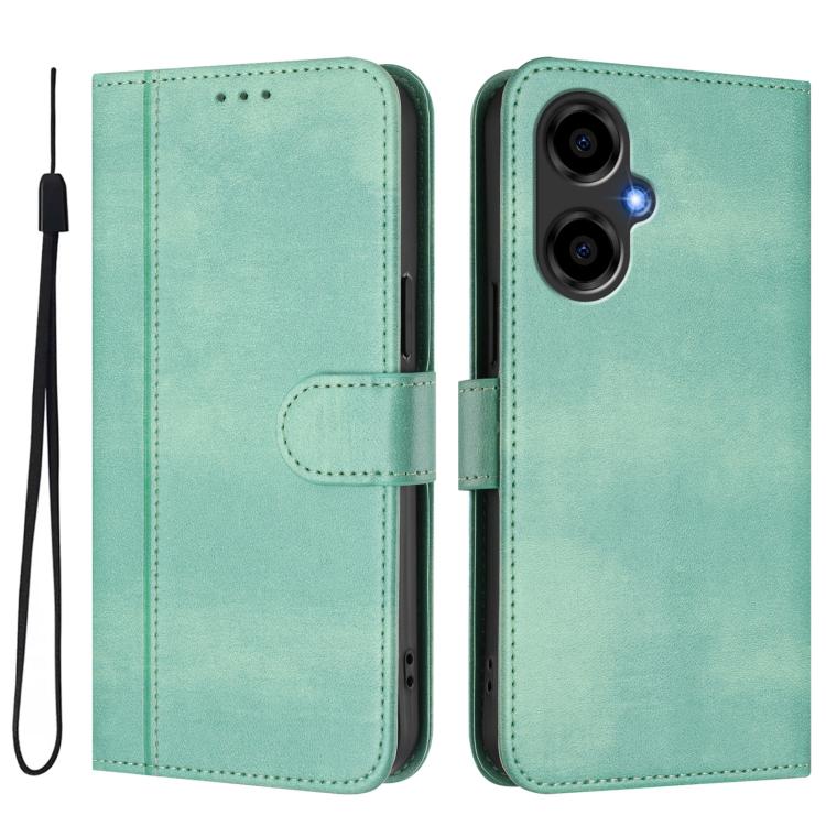 For BLU G64 Line Splicing Buckle Retro Leather Phone Case