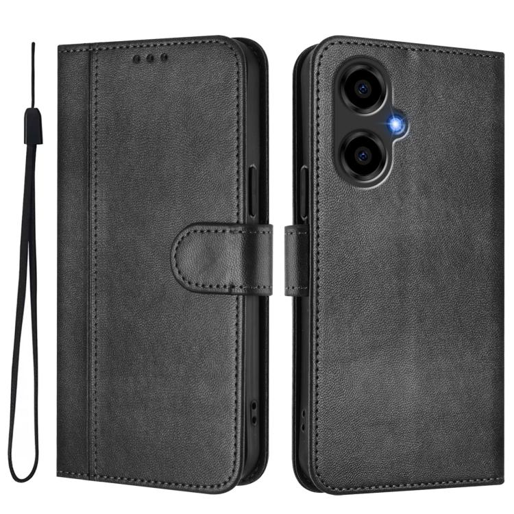 For BLU G64 Line Splicing Buckle Retro Leather Phone Case