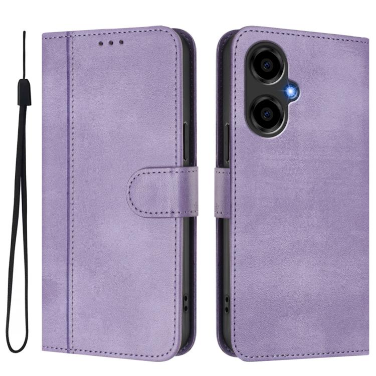 For BLU G64 Line Splicing Buckle Retro Leather Phone Case