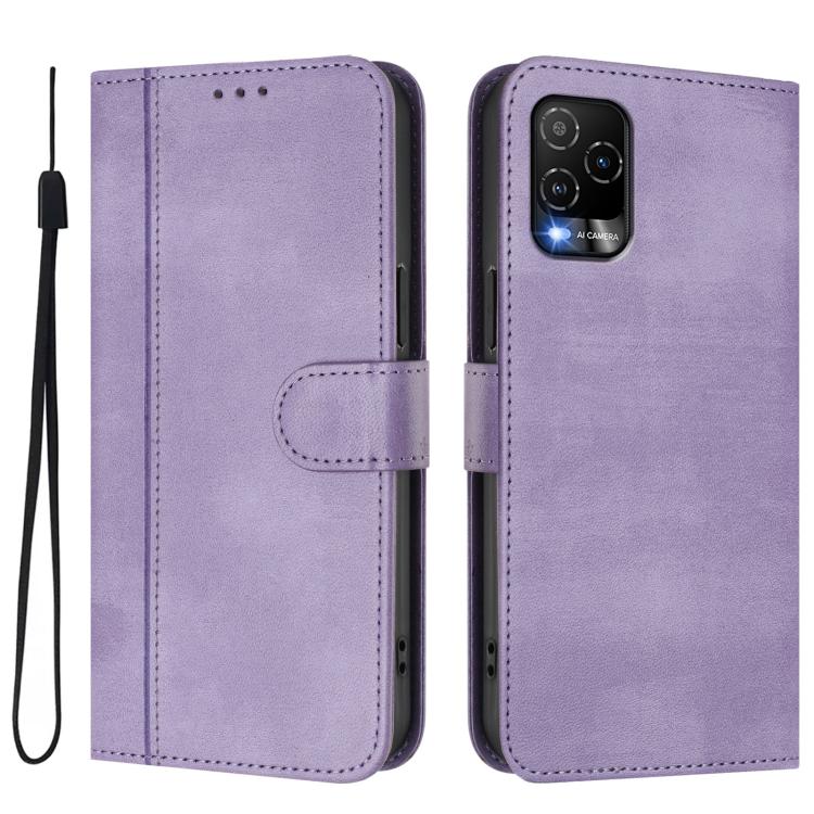 For BLU View 5 Pro Line Splicing Buckle Retro Leather Phone Case