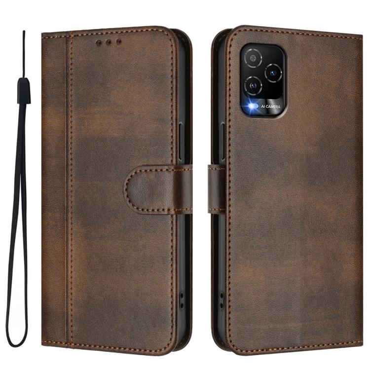 For BLU View 5 Pro Line Splicing Buckle Retro Leather Phone Case