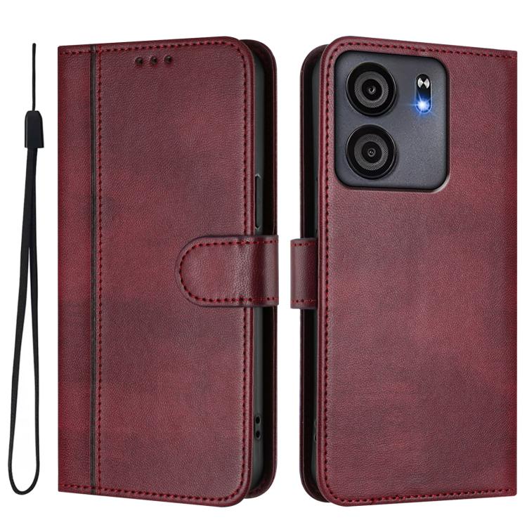 For BLU View 5 Line Splicing Buckle Retro Leather Phone Case