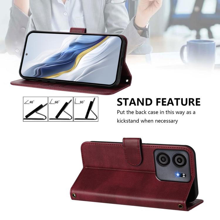 For BLU View 5 Line Splicing Buckle Retro Leather Phone Case