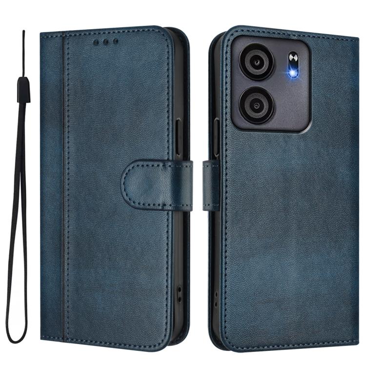 For BLU View 5 Line Splicing Buckle Retro Leather Phone Case