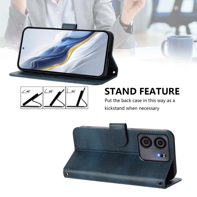 For BLU View 5 Line Splicing Buckle Retro Leather Phone Case