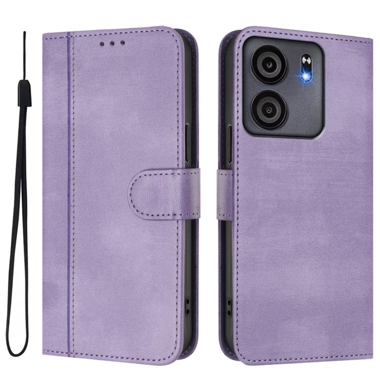 For BLU View 5 Line Splicing Buckle Retro Leather Phone Case