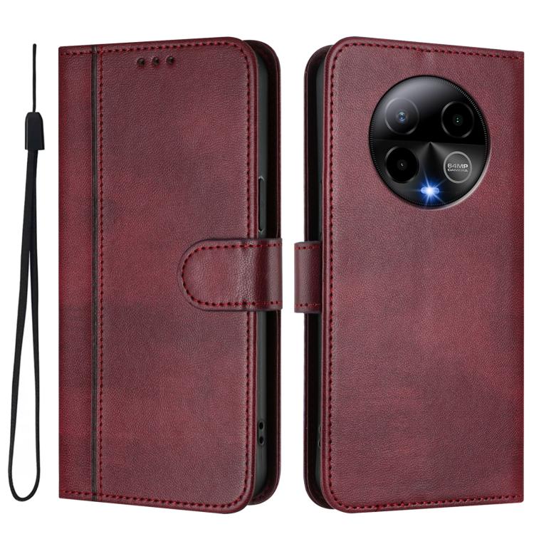 For BLU Bold K50 Line Splicing Buckle Retro Leather Phone Case