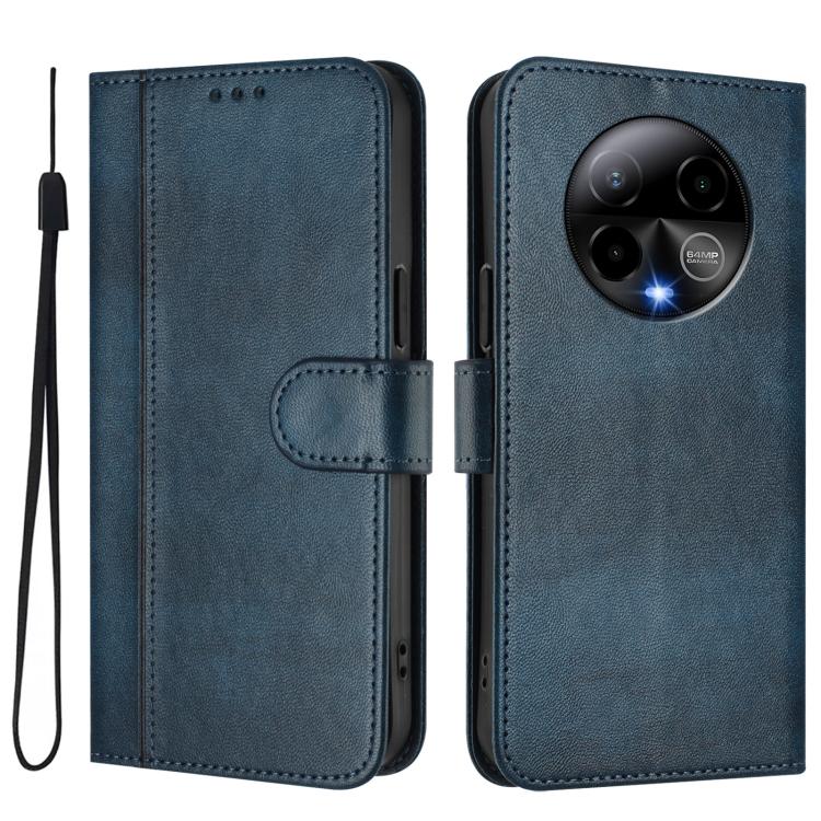 For BLU Bold K50 Line Splicing Buckle Retro Leather Phone Case