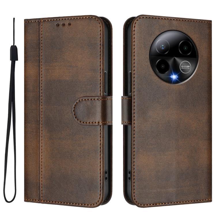 For BLU Bold K50 Line Splicing Buckle Retro Leather Phone Case