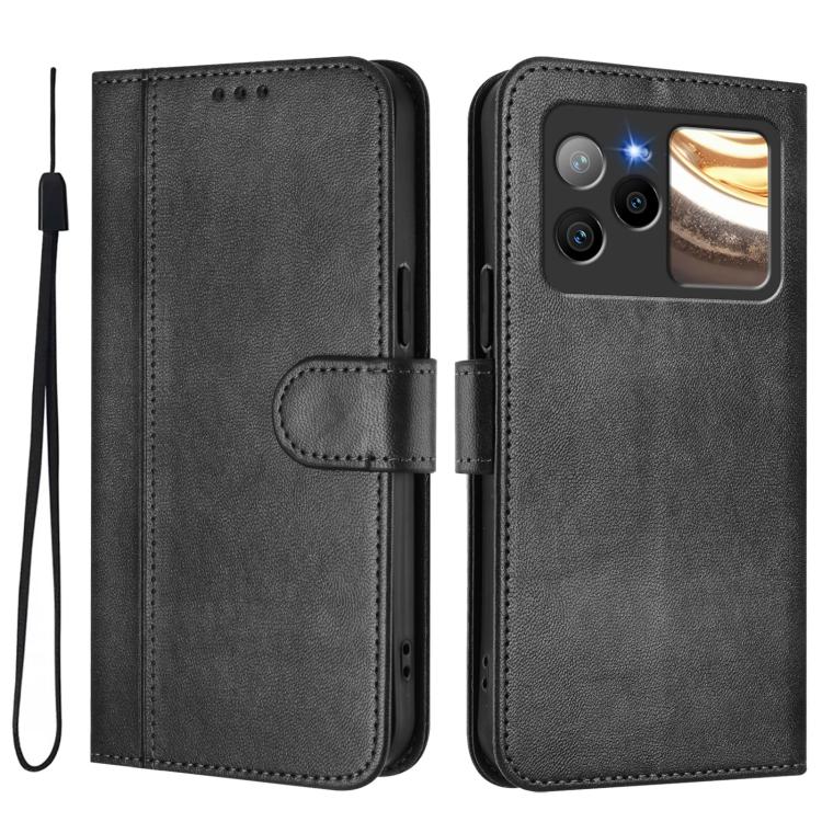 For BLU Bold N4 Line Splicing Buckle Retro Leather Phone Case