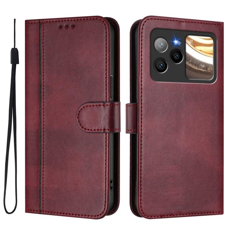 For BLU Bold N4 Line Splicing Buckle Retro Leather Phone Case