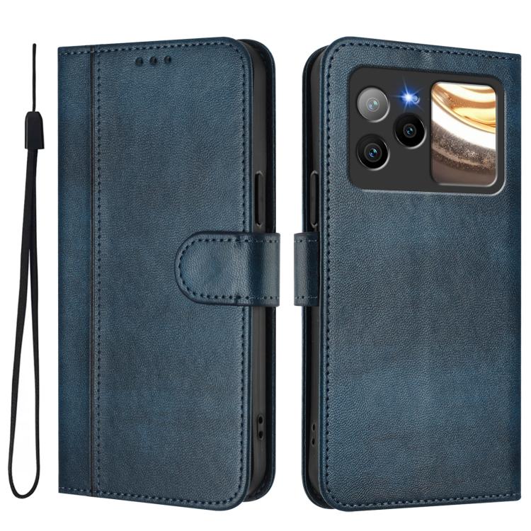 For BLU Bold N4 Line Splicing Buckle Retro Leather Phone Case