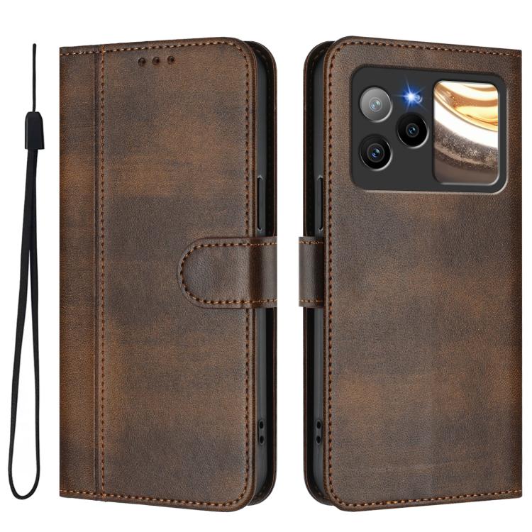 For BLU Bold N4 Line Splicing Buckle Retro Leather Phone Case