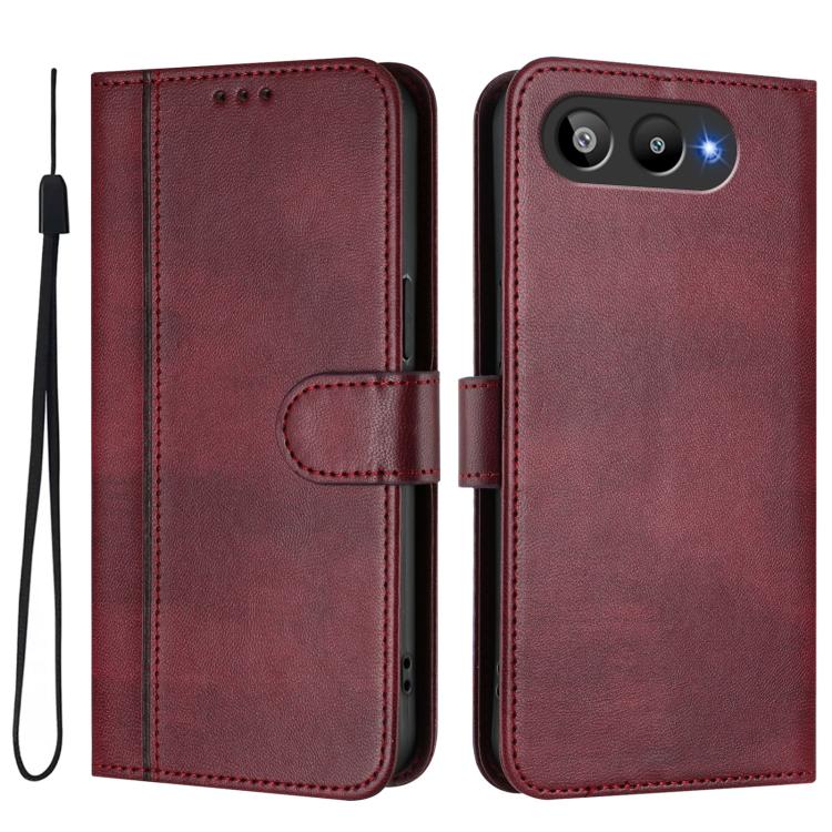 For BLU G95 Line Splicing Buckle Retro Leather Phone Case