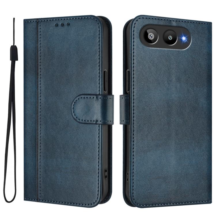 For BLU G95 Line Splicing Buckle Retro Leather Phone Case