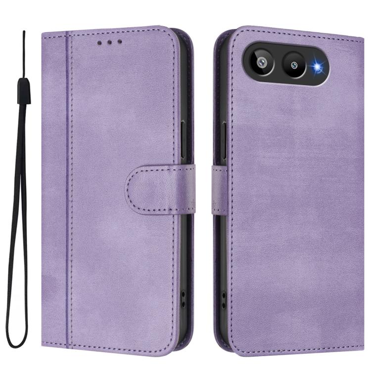 For BLU G95 Line Splicing Buckle Retro Leather Phone Case