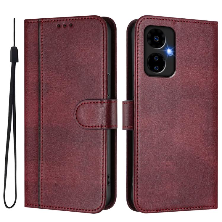 For Boost Mobile Celero 5G 2024 / 3 5G Line Splicing Buckle Retro Leather Phone Case