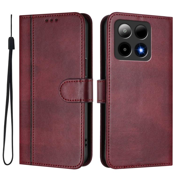 For Boost Mobile Summit 5G 2024 Line Splicing Buckle Retro Leather Phone Case