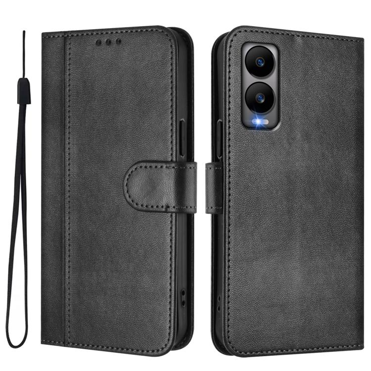 For Cricket Debut S3 Line Splicing Buckle Retro Leather Phone Case