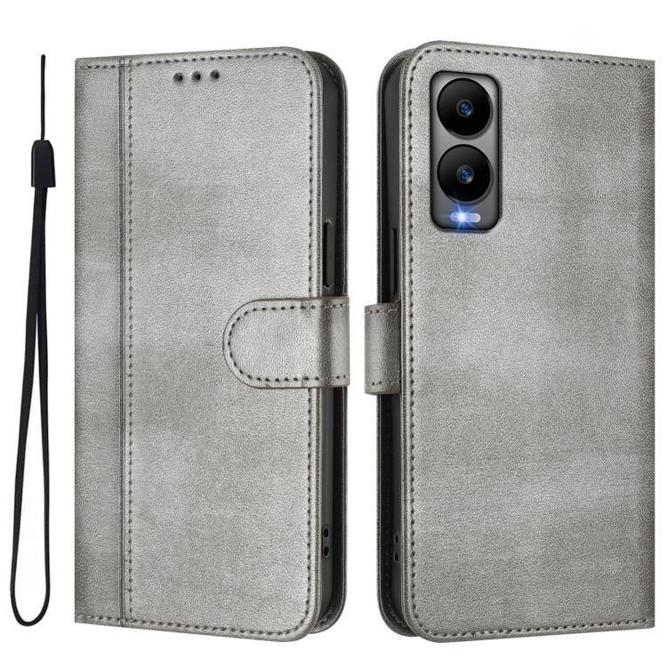 For Cricket Debut S3 Line Splicing Buckle Retro Leather Phone Case