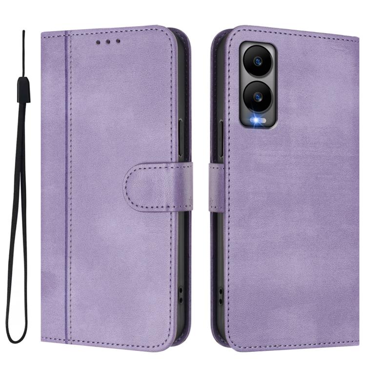 For Cricket Debut S3 Line Splicing Buckle Retro Leather Phone Case