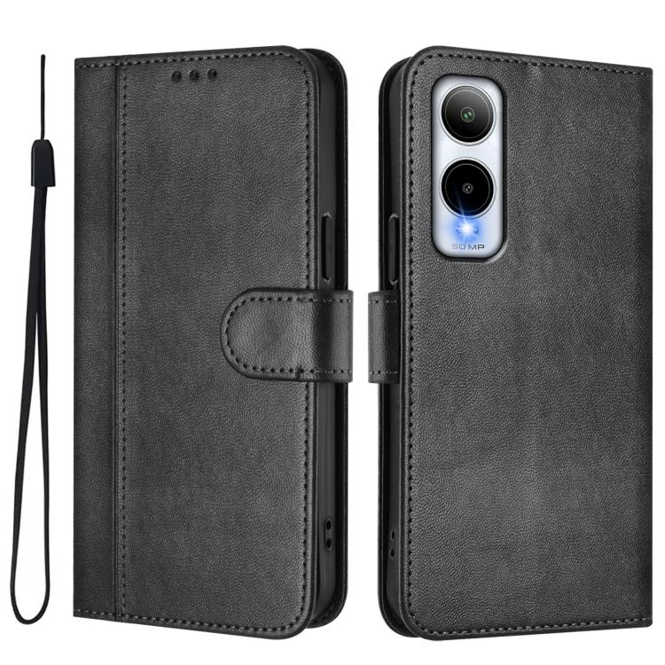 For Cricket Icon 6 / AT&T Verge Line Splicing Buckle Retro Leather Phone Case