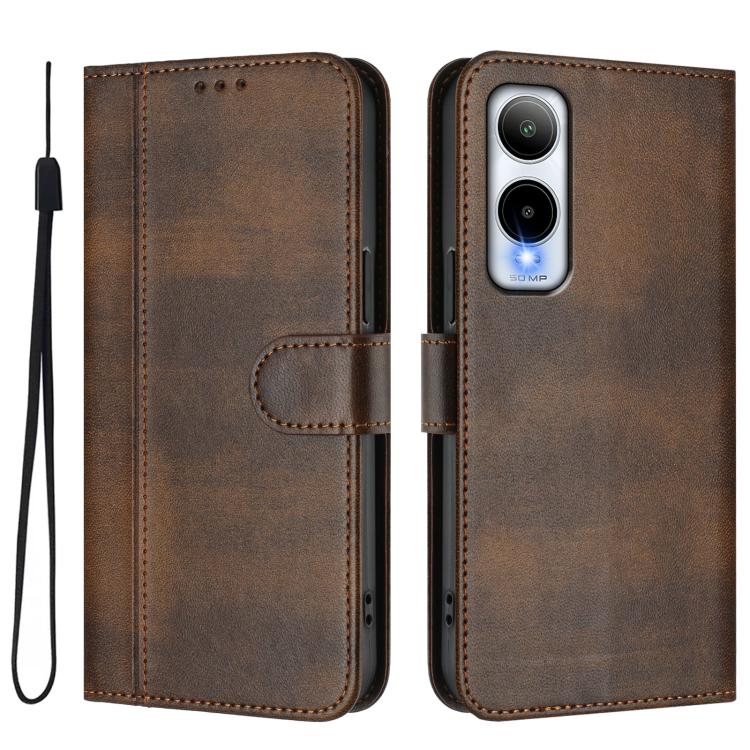 For Cricket Icon 6 / AT&T Verge Line Splicing Buckle Retro Leather Phone Case
