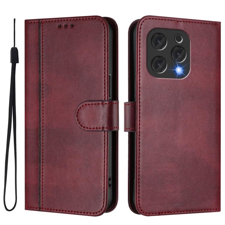For Doogee N55 / N55 Plus Line Splicing Buckle Retro Leather Phone Case