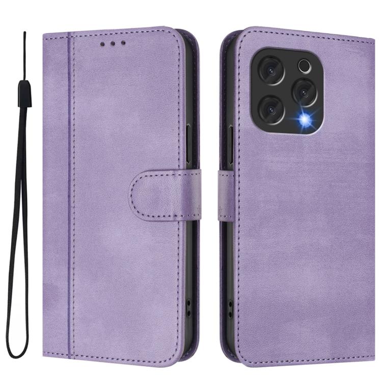 For Doogee N55 / N55 Plus Line Splicing Buckle Retro Leather Phone Case