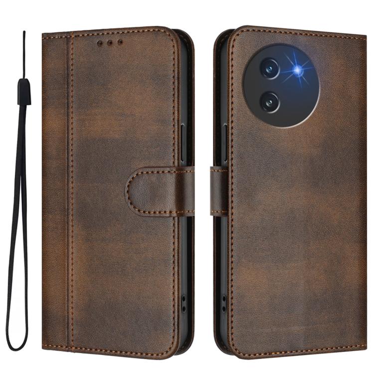 For Doogee Note 59 / 59 Pro Line Splicing Buckle Retro Leather Phone Case