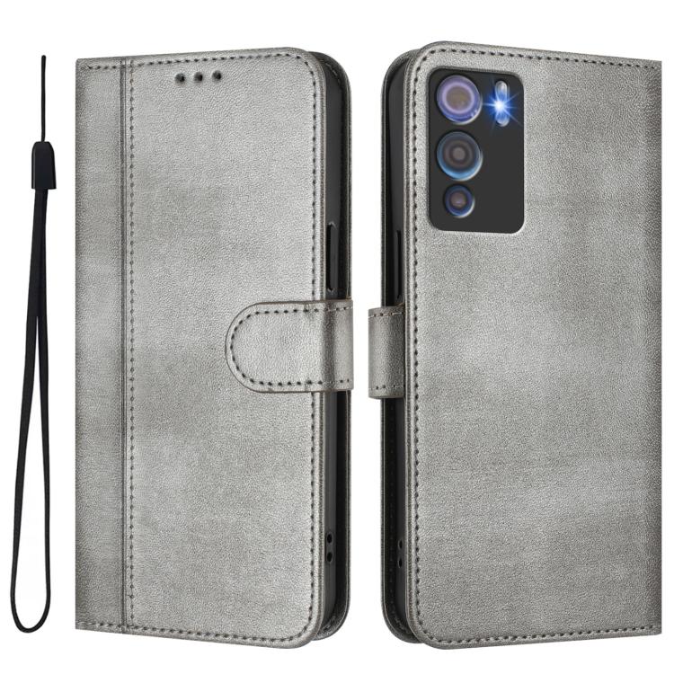 For Doogee N60 Pro Line Splicing Buckle Retro Leather Phone Case