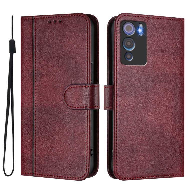 For Doogee N60 Pro Line Splicing Buckle Retro Leather Phone Case