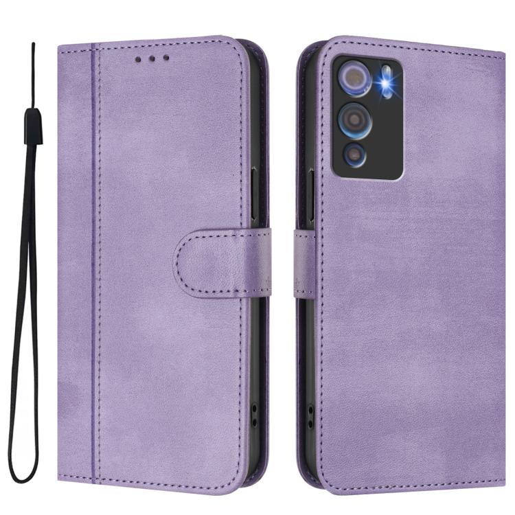 For Doogee N60 Pro Line Splicing Buckle Retro Leather Phone Case
