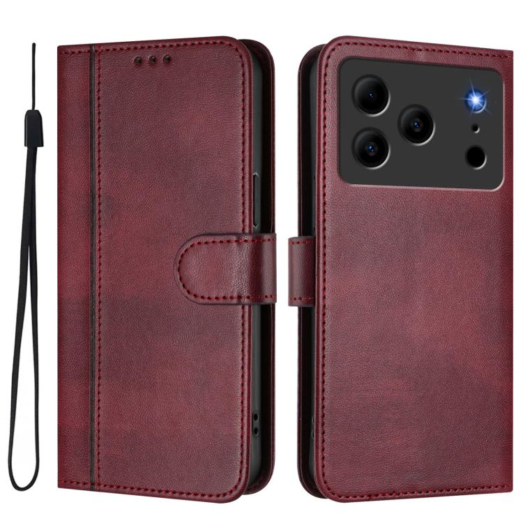 For Doogee Note 56 / Note 56 Pro Line Splicing Buckle Retro Leather Phone Case