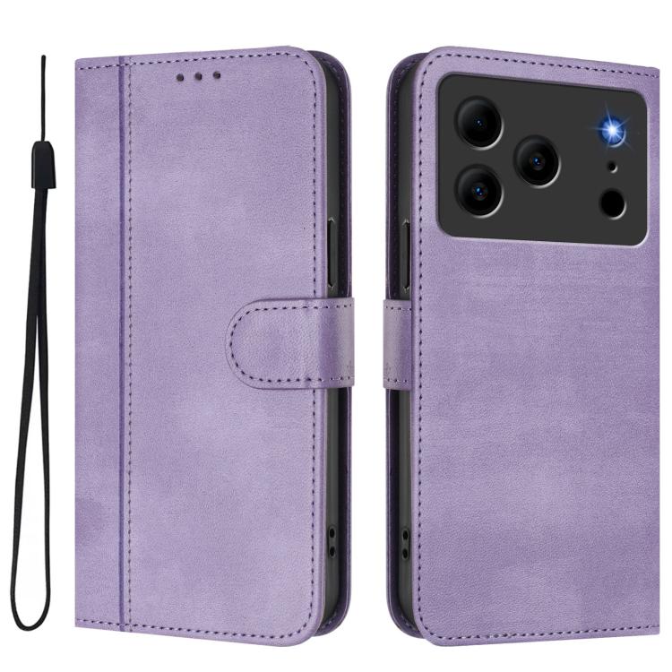 For Doogee Note 56 / Note 56 Pro Line Splicing Buckle Retro Leather Phone Case