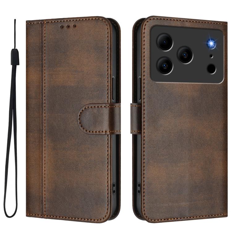 For Doogee Note 56 / Note 56 Pro Line Splicing Buckle Retro Leather Phone Case