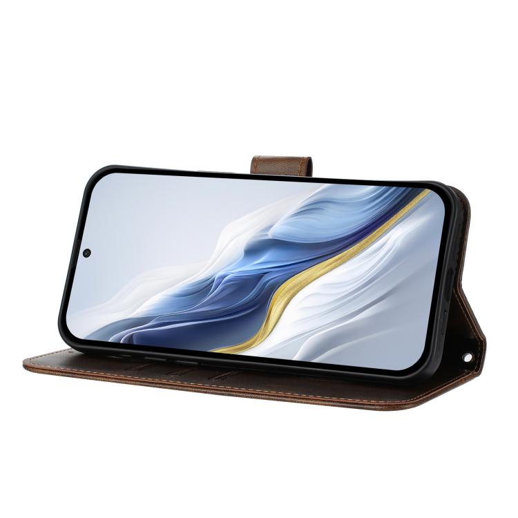 For Doogee Note 56 / Note 56 Pro Line Splicing Buckle Retro Leather Phone Case