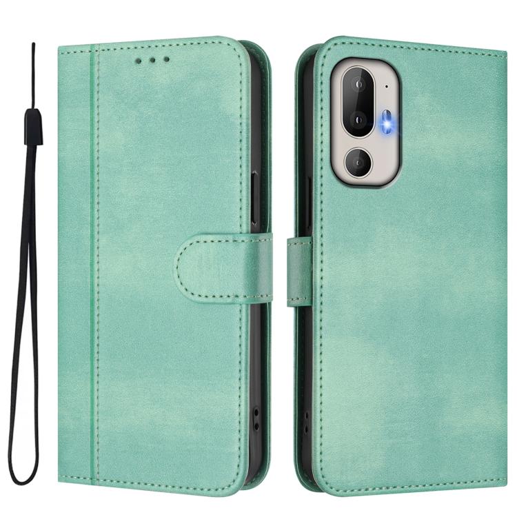 For HTC U24 Line Splicing Buckle Retro Leather Phone Case
