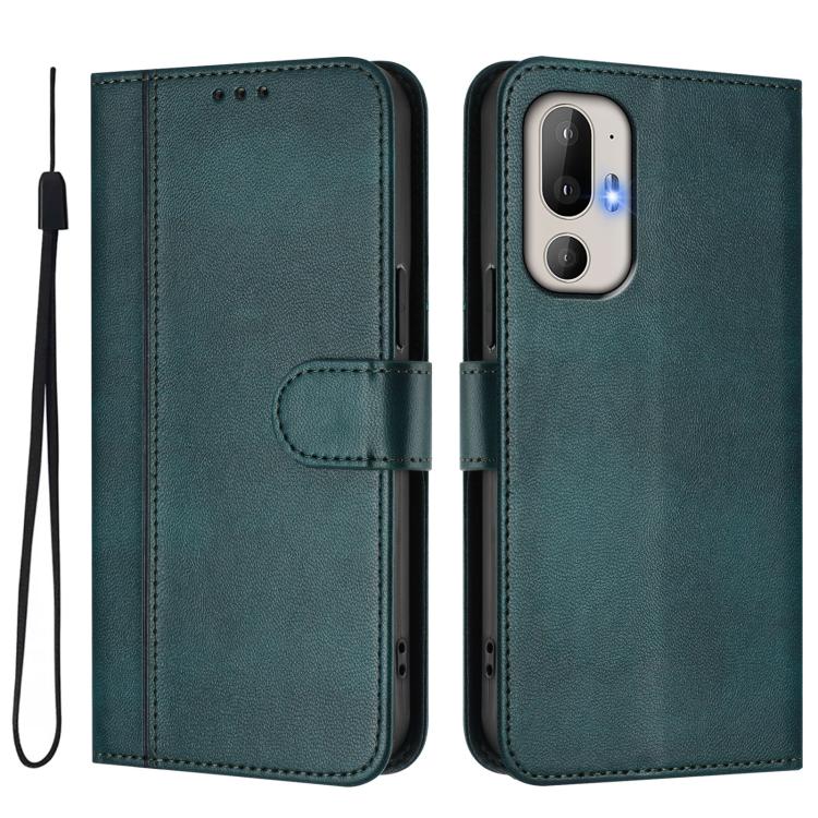 For HTC U24 Line Splicing Buckle Retro Leather Phone Case
