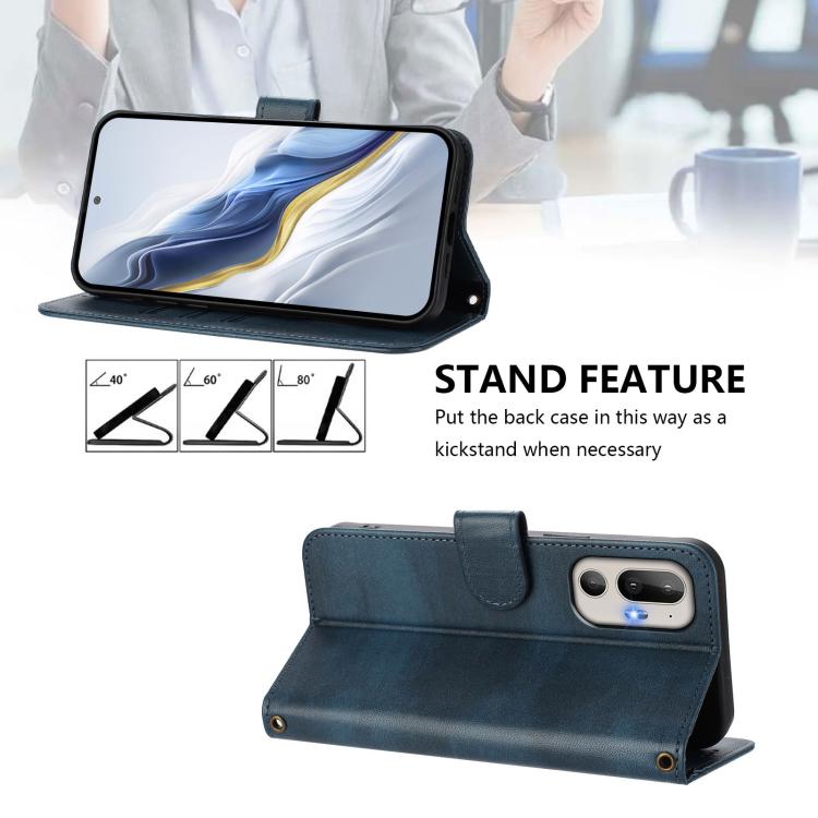 For HTC U24 Line Splicing Buckle Retro Leather Phone Case