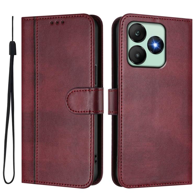 For Wiko T20 Line Splicing Buckle Retro Leather Phone Case