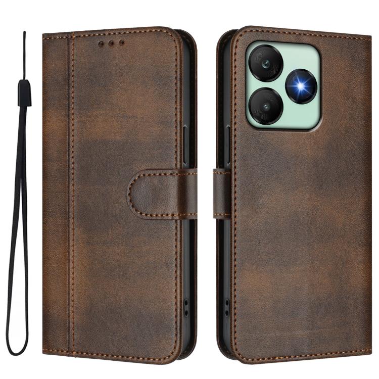 For Wiko T20 Line Splicing Buckle Retro Leather Phone Case
