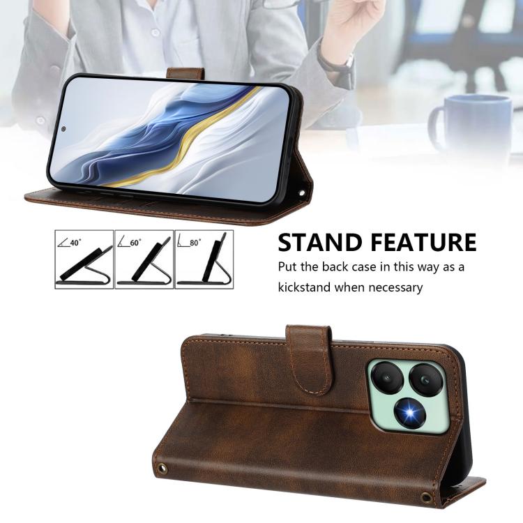 For Wiko T20 Line Splicing Buckle Retro Leather Phone Case